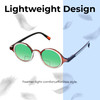 Lightweight Construction Illustration of Elton John Mash Up Designer Polarized Reading Sunglasses with Custom Cut Powered Green Mirror Lenses in Red Crystal Unisex Round Full Rim Acetate 44 mm