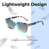Lightweight Construction Illustration of Elton John Remix 1 Designer Polarized Reading Sunglasses with Custom Cut Powered Smoke Grey Lenses in Sapphire Blue Marble Black White Unisex Round Full Rim Acetate 49 mm