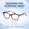 Comfort, Stylish, Everyday Confidence Illustration of Elton John Remix 2 Designer Single Vision Prescription Rx Eyeglasses in Ruby Red Marble Black White Unisex Round Full Rim Acetate 49 mm