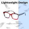Lightweight Construction Illustration of Elton John Remix 2 Designer Progressive Lens Blue Light Blocking Eyeglasses in Ruby Red Marble Black White Unisex Round Full Rim Acetate 49 mm