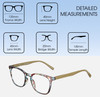 Dimensions and Measurements Illustration of Elton John Single 1 Designer Single Vision Prescription Rx Eyeglasses in Multi Color Crystal Brown Blue Unisex Square Full Rim Acetate 45 mm
