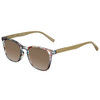 Profile View of Elton John Single 1 Designer Polarized Sunglasses with Custom Cut Amber Brown Lenses in Multi Color Crystal Brown Blue Unisex Square Full Rim Acetate 45 mm