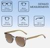 Dimensions and Measurements Illustration of Elton John Single 1 Designer Polarized Sunglasses with Custom Cut Amber Brown Lenses in Multi Color Crystal Brown Blue Unisex Square Full Rim Acetate 45 mm