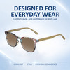 Comfort, Stylish, Everyday Confidence Illustration of Elton John Single 1 Designer Polarized Sunglasses with Custom Cut Amber Brown Lenses in Multi Color Crystal Brown Blue Unisex Square Full Rim Acetate 45 mm