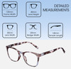 Dimensions and Measurements Illustration of Elton John Single 2 Designer Blue Light Blocking Eyeglasses in Tortoise Havana Brown Unisex Square Full Rim Acetate 45 mm