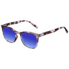 Profile View of Elton John Single 2 Designer Polarized Sunglasses with Custom Cut Blue Mirror Lenses in Tortoise Havana Brown Unisex Square Full Rim Acetate 45 mm