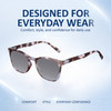 Comfort, Stylish, Everyday Confidence Illustration of Elton John Single 2 Designer Polarized Sunglasses with Custom Cut Smoke Grey Lenses in Tortoise Havana Brown Unisex Square Full Rim Acetate 45 mm