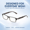 Comfort, Stylish, Everyday Confidence Illustration of Perry Ellis PEBX44 Designer Reading Eye Glasses with Custom Cut Powered Lenses in Gloss Black Marble Unisex Rectangular Full Rim Acetate 50 mm