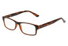 Profile View of Perry Ellis PEBX44 Unisex Rectangular Full Rim Designer Reading Glasses in Gloss Brown Marble 50mm