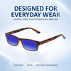 Comfort, Stylish, Everyday Confidence Illustration of Perry Ellis PEBX44 Designer Polarized Sunglasses with Custom Cut Blue Mirror Lenses in Gloss Brown Marble Unisex Rectangular Full Rim Acetate 50 mm