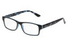 Profile View of Perry Ellis PEBX44 Designer Reading Eye Glasses with Custom Cut Powered Lenses in Gloss Navy Blue Marble Unisex Rectangular Full Rim Acetate 50 mm
