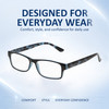 Comfort, Stylish, Everyday Confidence Illustration of Perry Ellis PEBX44 Designer Reading Eye Glasses with Custom Cut Powered Lenses in Gloss Navy Blue Marble Unisex Rectangular Full Rim Acetate 50 mm