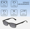 Dimensions and Measurements Illustration of Perry Ellis PEBX54 Designer Polarized Sunglasses with Custom Cut Smoke Grey Lenses in Gloss Black Marble Unisex Rectangular Full Rim Acetate 53 mm