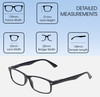 Dimensions and Measurements Illustration of Perry Ellis PEBX54 Designer Blue Light Blocking Eyeglasses in Gloss Navy Blue Marble Unisex Rectangular Full Rim Acetate 53 mm