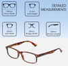 Dimensions and Measurements Illustration of Perry Ellis PEBX54 Designer Reading Eye Glasses with Custom Cut Powered Lenses in Gloss Tortoise Havana Marble Unisex Rectangular Full Rim Acetate 53 mm