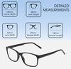 Dimensions and Measurements Illustration of Perry Ellis PEBX55 Unisex Square Full Rim Designer Reading Glasses in Gloss Black Marble 52mm