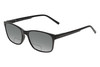 Profile View of Perry Ellis PEBX55 Designer Polarized Reading Sunglasses with Custom Cut Powered Smoke Grey Lenses in Gloss Black Marble Unisex Square Full Rim Acetate 52 mm