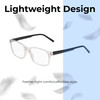 Lightweight Construction Illustration of Perry Ellis PEBX55 Unisex Square Full Rim Designer Reading Glasses in Gloss Crystal Clear Marble 52mm