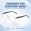 Comfort, Stylish, Everyday Confidence Illustration of Perry Ellis PEBX55 Unisex Square Full Rim Designer Reading Glasses in Gloss Crystal Clear Marble 52mm