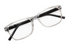 Top Laying View of Perry Ellis PEBX55 Designer Progressive Lens Blue Light Blocking Eyeglasses in Gloss Crystal Clear Marble Unisex Square Full Rim Acetate 52 mm
