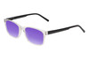 Perry Ellis PEBX55 Unisex Square Designer Polarized Sunglasses in Gloss Crystal Clear Marble 52mm CHOOSE LENS COLOR with Custom Cut Purple Mirror Lenses