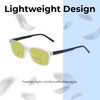 Lightweight Construction Illustration of Perry Ellis PEBX55 Designer Polarized Reading Sunglasses with Custom Cut Powered Sun Flower Yellow Lenses in Gloss Crystal Clear Marble Unisex Square Full Rim Acetate 52 mm