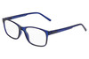 Profile View of Perry Ellis PEBX55 Unisex Square Full Rim Designer Reading Glasses in Gloss Navy Blue Marble 52mm