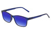 Profile View of Perry Ellis PEBX55 Designer Polarized Sunglasses with Custom Cut Blue Mirror Lenses in Gloss Navy Blue Marble Unisex Square Full Rim Acetate 52 mm