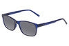 Profile View of Perry Ellis PEBX55 Designer Polarized Sunglasses with Custom Cut Smoke Grey Lenses in Gloss Navy Blue Marble Unisex Square Full Rim Acetate 52 mm