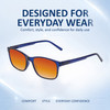 Comfort, Stylish, Everyday Confidence Illustration of Perry Ellis PEBX55 Designer Polarized Sunglasses with Custom Cut Red Mirror Lenses in Gloss Navy Blue Marble Unisex Square Full Rim Acetate 52 mm