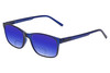 Profile View of Perry Ellis PEBX55 Designer Polarized Reading Sunglasses with Custom Cut Powered Blue Mirror Lenses in Gloss Navy Blue Marble Unisex Square Full Rim Acetate 52 mm