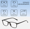 Dimensions and Measurements Illustration of Perry Ellis PEBX57 Designer Progressive Lens Blue Light Blocking Eyeglasses in Gloss Black Marble Unisex Panthos Full Rim Acetate 50 mm
