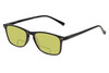 Profile View of Perry Ellis PEBX57 Designer Polarized Reading Sunglasses with Custom Cut Powered Sun Flower Yellow Lenses in Gloss Black Marble Unisex Panthos Full Rim Acetate 50 mm