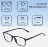 Dimensions and Measurements Illustration of Perry Ellis PEBX57 Designer Blue Light Blocking Eyeglasses in Gloss Navy Blue Marble Unisex Panthos Full Rim Acetate 50 mm