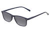 Profile View of Perry Ellis PEBX57 Designer Polarized Sunglasses with Custom Cut Smoke Grey Lenses in Gloss Navy Blue Marble Unisex Panthos Full Rim Acetate 50 mm