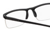 Close Up View of Perry Ellis PEBX58 Unisex Rectangular Semi-Rimless Designer Reading Glasses in Gloss Black Marble 50mm