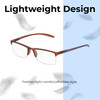 Lightweight Construction Illustration of Perry Ellis PEBX58 Unisex Rectangular Semi-Rimless Designer Reading Glasses in Gloss Dark Brown Marble 50mm