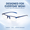 Comfort, Stylish, Everyday Confidence Illustration of Perry Ellis PEBX58 Unisex Rectangular Semi-Rimless Designer Reading Glasses in Gloss Navy Blue Marble 50mm