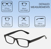 Dimensions and Measurements Illustration of Perry Ellis PEBX59 Designer Single Vision Prescription Rx Eyeglasses in Gloss Black Marble Unisex Rectangular Full Rim Acetate 50 mm
