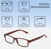 Dimensions and Measurements Illustration of Perry Ellis PEBX59 Designer Reading Eye Glasses with Custom Cut Powered Lenses in Gloss Dark Brown Marble Unisex Rectangular Full Rim Acetate 50 mm