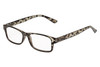 Profile View of Perry Ellis PEBX59 Unisex Rectangular Full Rim Designer Reading Glasses in Gloss Grey Tortoise Havana Marble 50mm