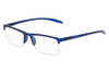 Profile View of Perry Ellis PEBX58 Unisex Rectangular Semi-Rimless Designer Reading Glasses in Gloss Navy Blue Marble 50mm