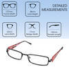 Dimensions View of Black Calabria 845 Reading Glasses w/Flexie Temple 44 Color&Power Choose Marble Mosaic