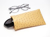 Ostrich Squeeze Top Soft Eyeglass Case Pouch CHOOSE Blue,Grey,Purple,Yellow,Pink