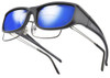 Jonathan Paul Polarized Fitovers Eyewear Small Euroka in Gun-Metal & Blue Mirror