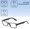 Dimensions View of Calabria Seafarer Slim Reading Glasses WIDE Vintage 30 Gloss Black
