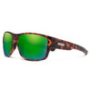 Profile View of Suncloud Range Polarized Sunglasses Unisex Square Acetate Classic Wrap in Matte Tortoise with Polar Green Mirror