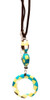 VIP Eyeglass Necklace by Calabria in Squares Hanging Loop 30"In Blue White Brown