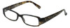 Profile View of Corinne McCormack Reading Glasses Libby in Gold-Snake-Skin with Blue Light Filte