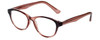 Profile View of Corinne McCormack Reading Glasses Polly in Pink w/ Blue Light Filter A/R Lenses